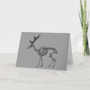Spooky vintage skeleton reindeer drawing feiertagskarte