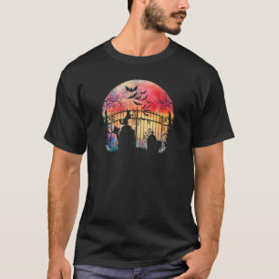 Spooky Wasserfarbe Vollmond Friedhof Doors & Grave T-Shirt