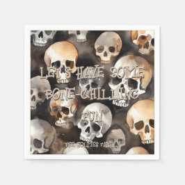 Spooky Watercolor Skulls Halloween Serviette