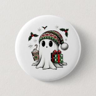 Spooky Weihnachten Halloween Ghost-Weihnachtsmannm Button