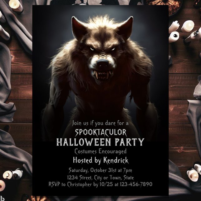 Spooky Werewolf Halloween Costume Party Einladung (Von Creator hochgeladen)