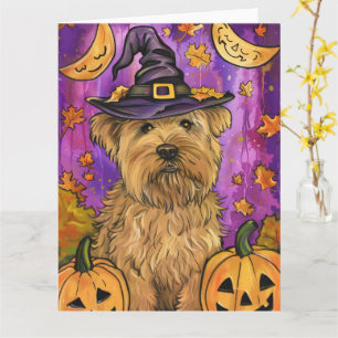 Spooky Wheaten Terrier Dog Halloween Hexenkürbis Karte
