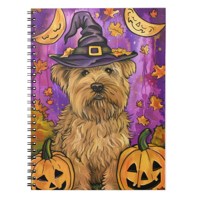 Spooky Wheaten Terrier Dog Halloween Hexenkürbis Notizblock (Vorderseite)