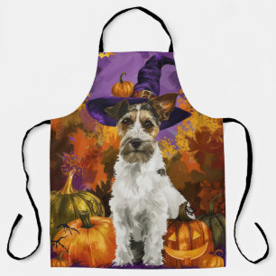 Spooky Wirefox Terrier Dog Halloween Hexenkürbis Schürze
