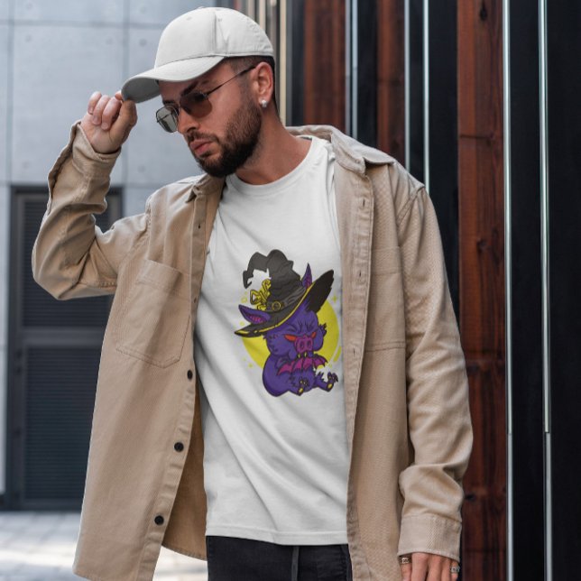 Spooky Witch Bat Cartoon T-Shirt (Von Creator hochgeladen)