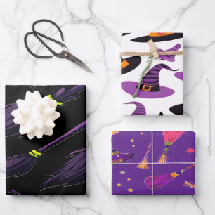 Spooky Witch Wrapping Paper Niedlich Geschenkpapier Set