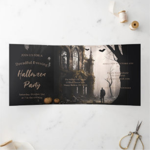 Spooky Witching Hour Halloween-Party Dreifach Gefaltete Einladung