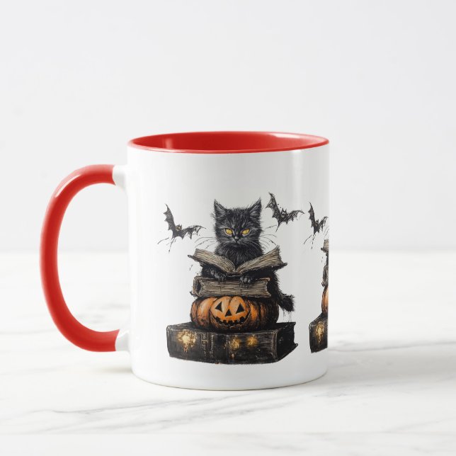 Spooky Witchy Cat Halloween-Tasse Tasse (Links)