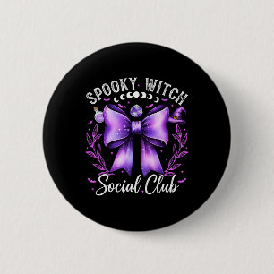 Spooky Witz Social Club Coquette Funny Halloween Button