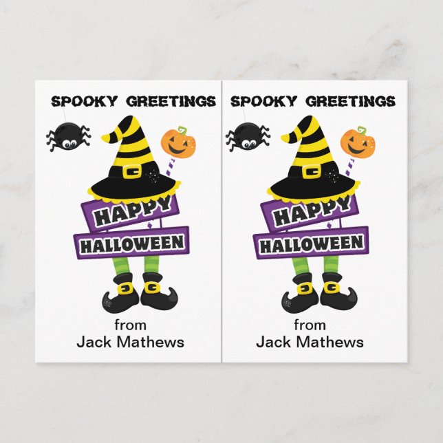 Spooky Witze Greetings School Party Halloween Card Postkarte (Vorderseite)