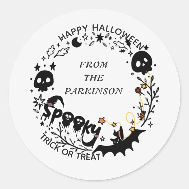 Spooky Wreath Round Sticker - Happy Halloween Desi (Vorderseite)