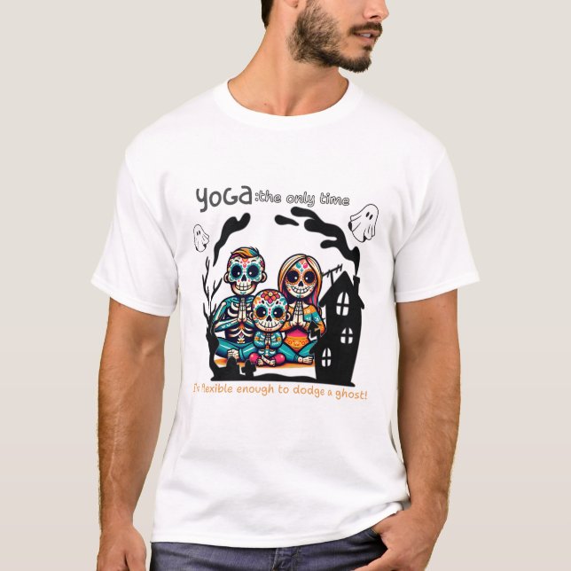 Spooky Yoga Skeleton Family T-Shirt (Vorderseite)