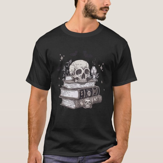 Spooky Zauberbücher Retro Skull Halloween Buch Lie T-Shirt (Vorderseite)