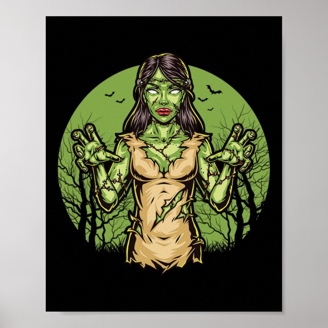 Spooky Zombie Fun Halloween Beängstigend Zombie Ha Poster (Vorne)