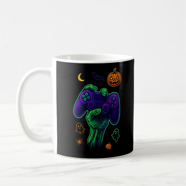 Spooky Zombie Gamer Halloween-Keuchkissen Kaffeetasse (Links)