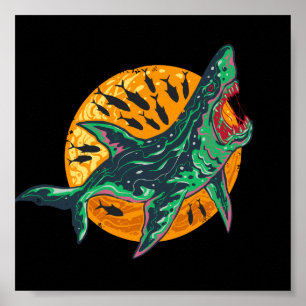 Spooky Zombie Hai Halloween Sea Creature Poster