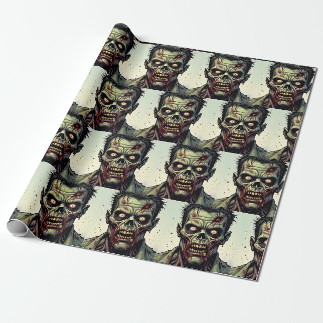Spooky Zombie Halloween Geschenkpapier (Ungerollt)