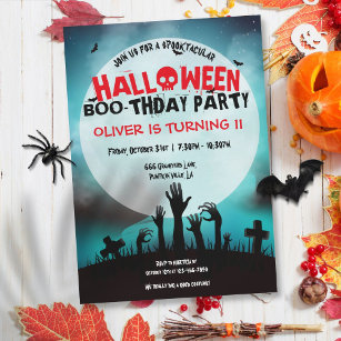Spooky Zombie Halloween Kindergeburtstag Party Einladung