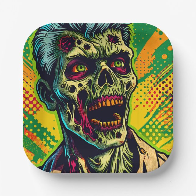 Spooky Zombie Halloween-Party Pappteller (Vorderseite)