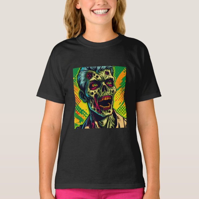 Spooky Zombie Halloween-Party T-Shirt (Vorderseite)