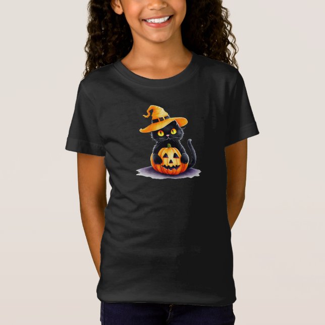 Spookyblack cat Halloween T-Shirt (Vorderseite)