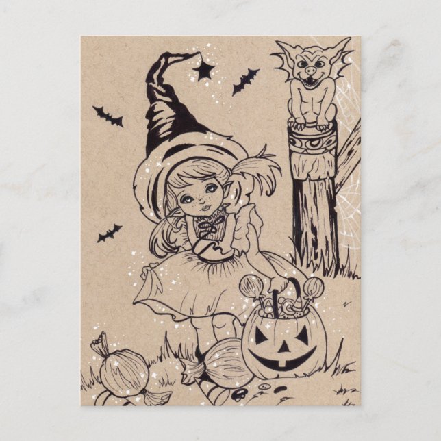 Spookylicious Candy Halloween Postcard Postkarte (Vorderseite)