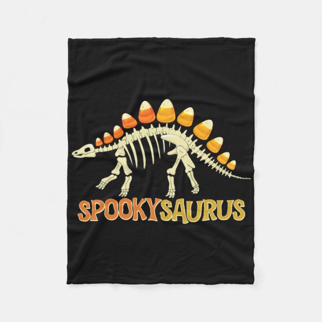 Spookysaurus Candy Corn Dinosaur Skelett Frohes Ha Fleecedecke (Vorderseite)