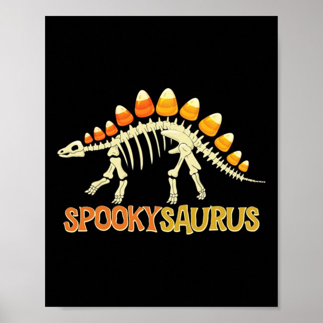 Spookysaurus Candy Corn Dinosaur Skelett Happy Ha Poster (Vorne)