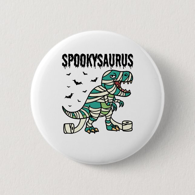 Spookysaurus Halloween Dinosaur T-Rex Button (Vorderseite)