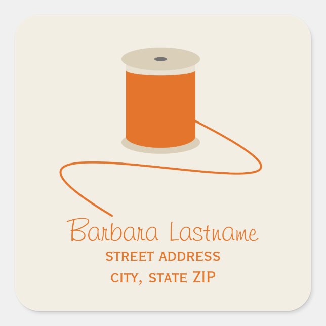 Spool of Orange Thread Address Sticker (Vorderseite)