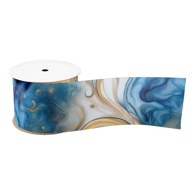 Spool Ribbon Swirls of Blue, White or Gold  Satinband (Spule)