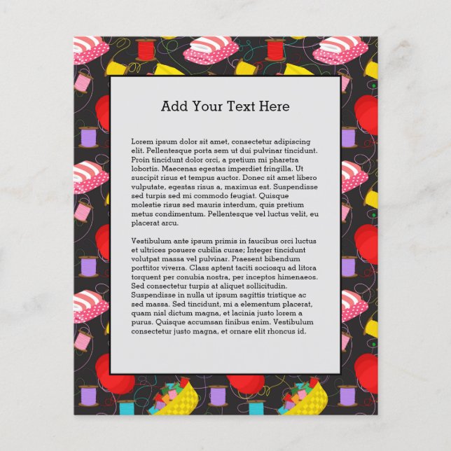 Spools Nähen Threads Buttone Decken Seamstress Flyer (Vorne)