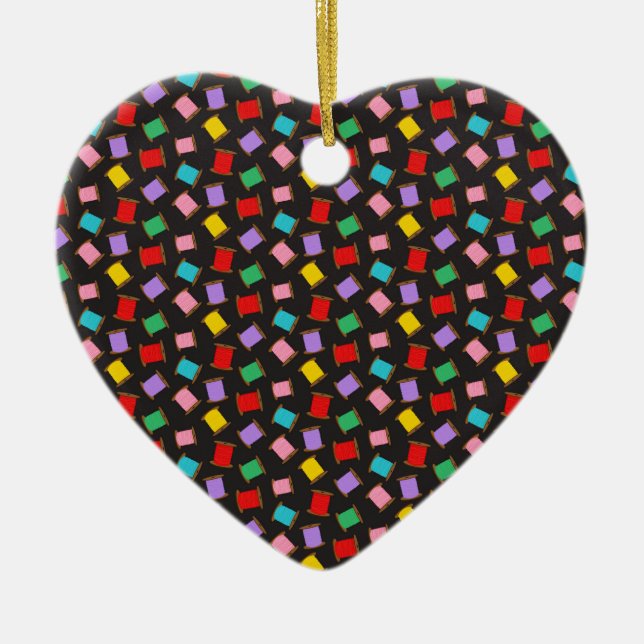 Spools NähThreads Black Dressmaker Seamstress Keramik Ornament (Vorne)