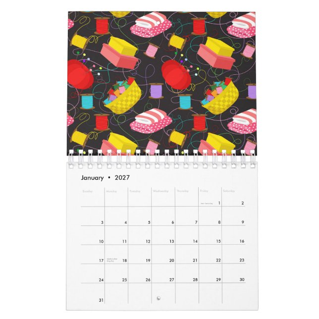 Spools Sewing Threads Pins Blankets Seamstress Kalender (Jan 2027)