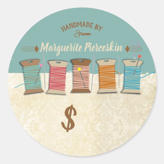 Spools von Threadnähkonzepten - nahtlos Runder Aufkleber (Vorderseite)