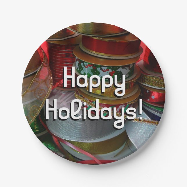 Spools von Weihnachten Weihnachtsfeiertag Rot und  Pappteller (Vorderseite)