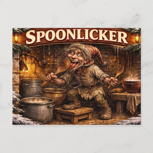 Spoon Licker Isländischer Yule Lad Postkarte  (Vorderseite)