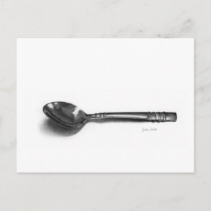 Spoon pencil drawing postcard postkarte