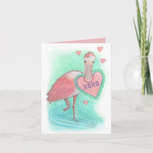 Spoonbill Bird Valentine Card Karte