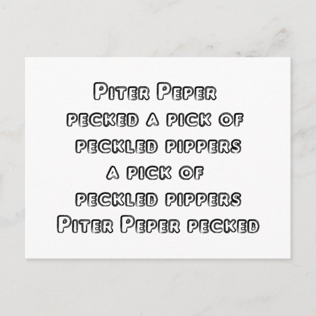 Spoonerisierte Zungenbrecher - Peter Piper Postkarte (Vorderseite)