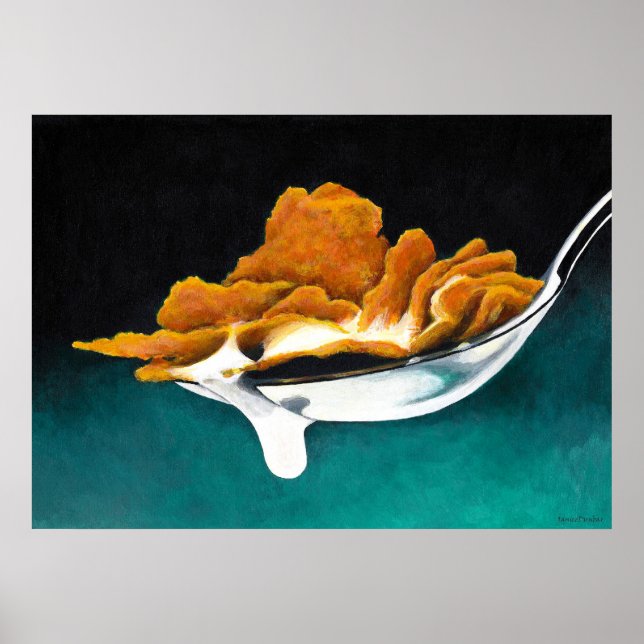 Spoonful of Cereal and Milk Painting Poster (Vorne)