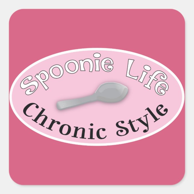 Spoonie-Stil - Rosa Quadratischer Aufkleber (Vorderseite)