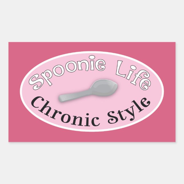Spoonie-Stil - Rosa Rechteckiger Aufkleber (Vorderseite)
