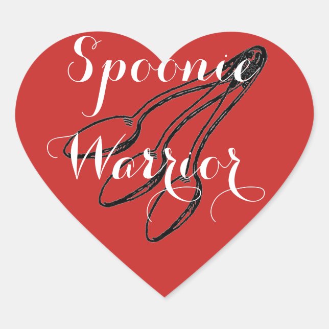 Spoonie Warrior - Hellrot Herz-Aufkleber (Vorderseite)