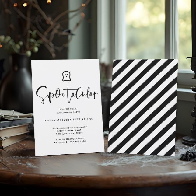 Spootakuläres Schwarz-Minimal-Ghost-Halloween-Part Einladung (Spootacular Black Minimal Ghost Halloween Party Invitation)