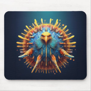 Spore-Vogel mit blauem, gefiedertem Outfit Mousepad
