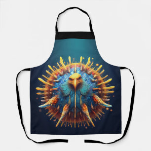 Spore-Vogel mit blauem, gefiedertem Outfit Schürze