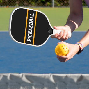 Sporen fett schwarz gelbe Streifen PICKLEBALL Text Schläger