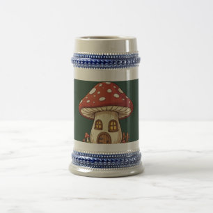 Sporenhaft glücklicher lustiger Cottagecore-Pilz Bierglas