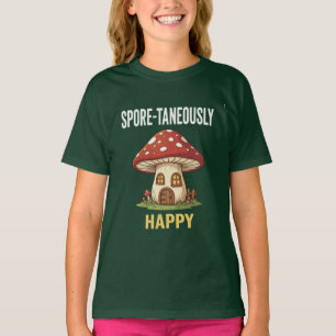 Sporenhaft glückliches lustiges Cottagecore-Pilz-H T-Shirt